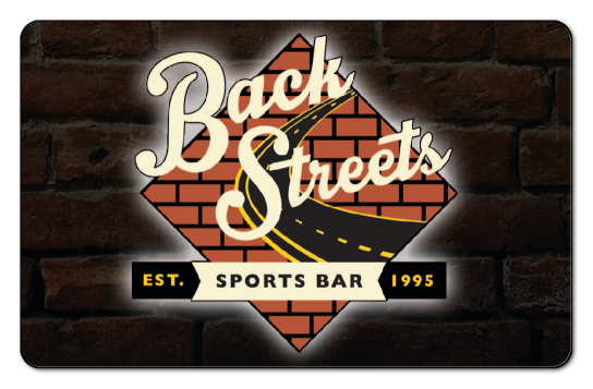 Back Street Sports Bar logo displayed over brick wall background